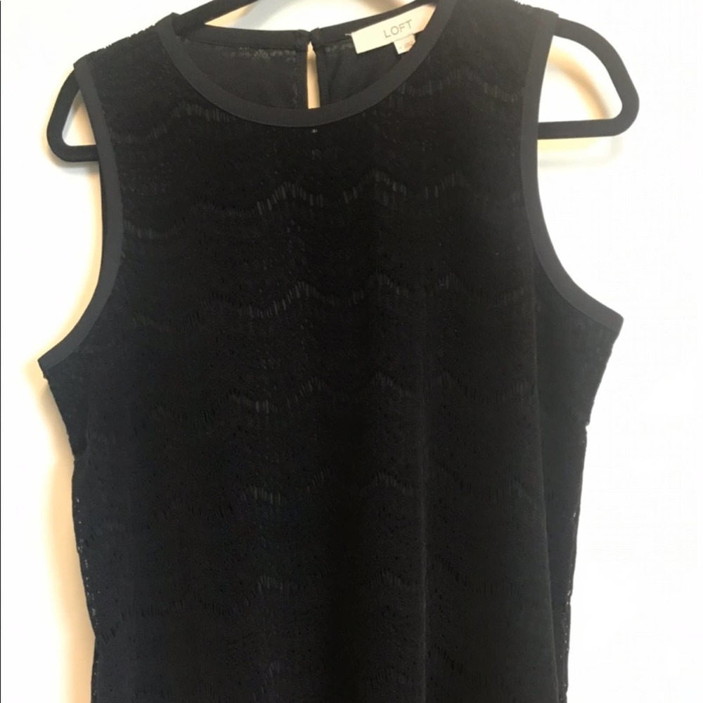 Loft Suede Lace Lined Tank Top Black Size Medium